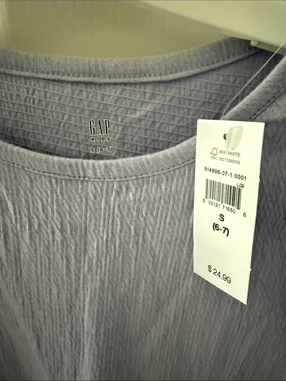 NWT Gap Kids Girls Lavender Periwinkle Cotton Gauze Muslin Ruffle Sleeve Top 6-7
